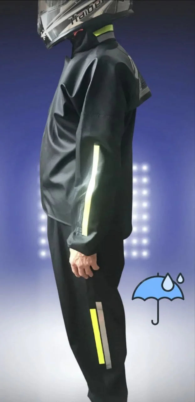 ASSEMA Erkek Motorcu Kurye Su Gecirmez Yağmurluk Takım - Siyah