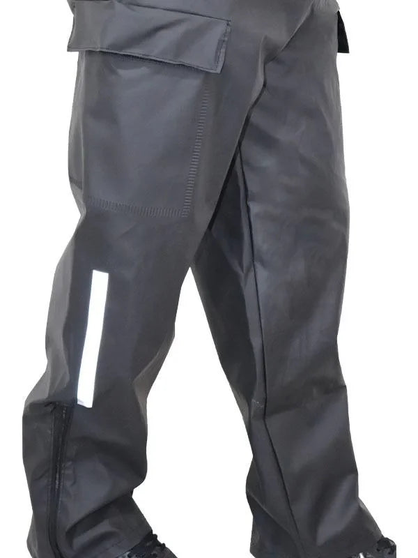 ASSEMA Erkek Yağmurluk Takım (Bahçıvan Tipi Askılı Pantolon ve Mont) - Siyah