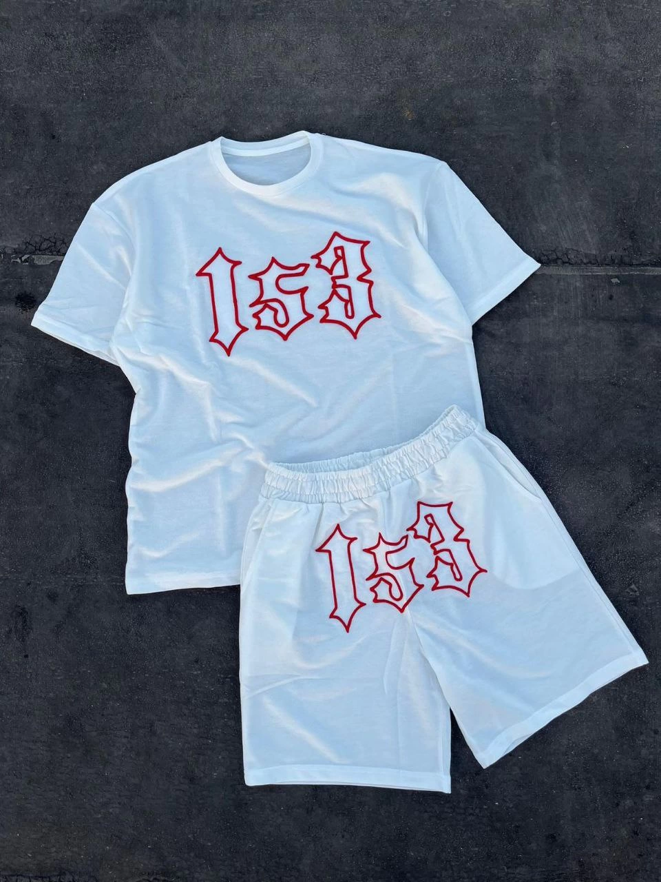 ASSEMA Erkek Nakış İşlemeli Şortlu Kısa kol Alt-Üst Takım - Beyaz