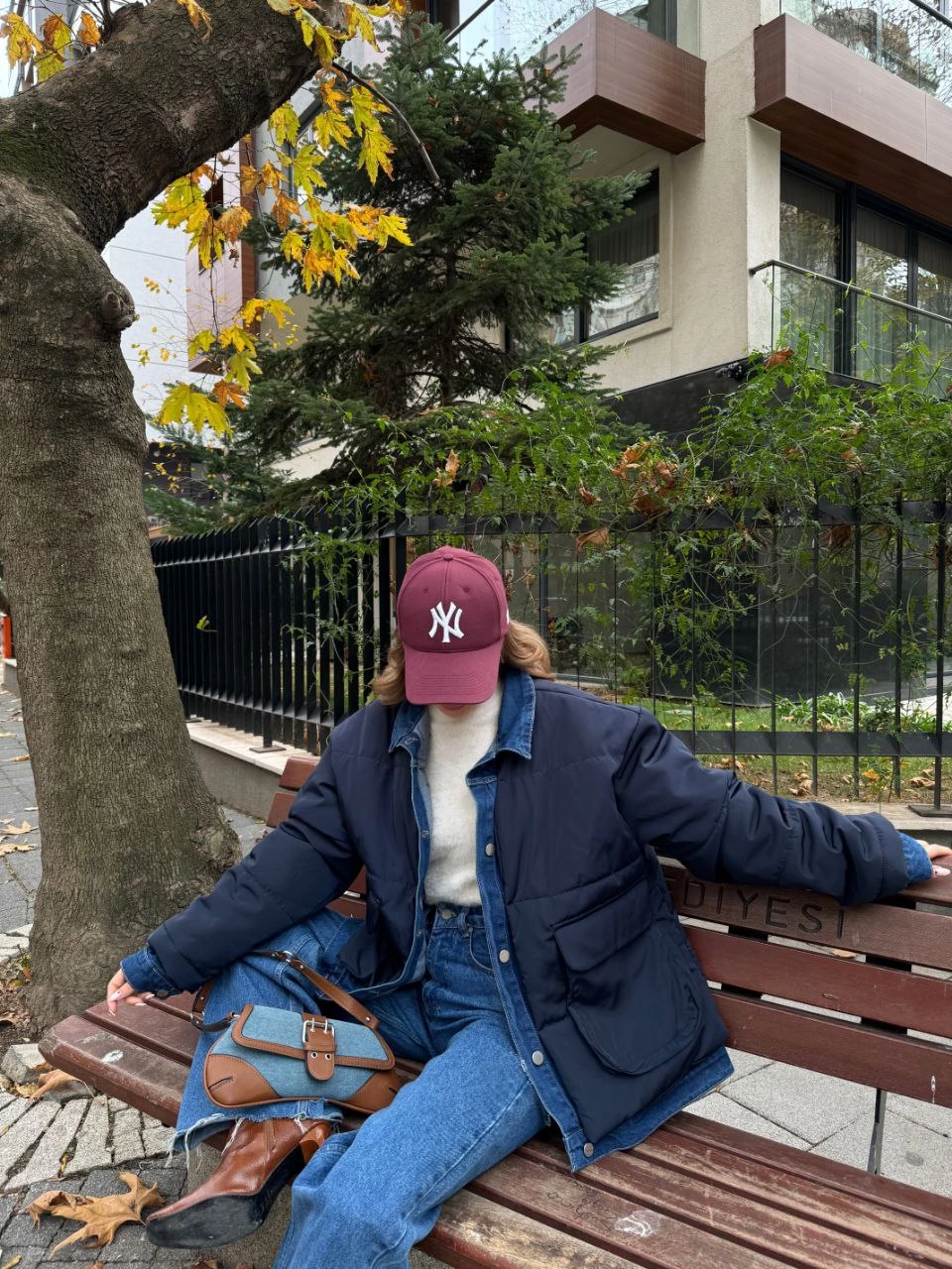 ASSEMA Kadın Jeans Detaylı Cıtcıtlı Ceket Mont - Lacivert