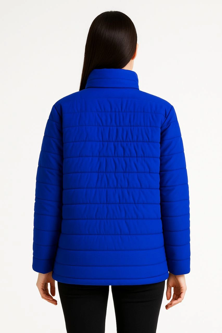 ASSEMA Kadın Bomber Mont Ceket - Su İtici Kumaş, Kapitone Astarlı, Fermuarlı, Kışlık - Saks Mavisi