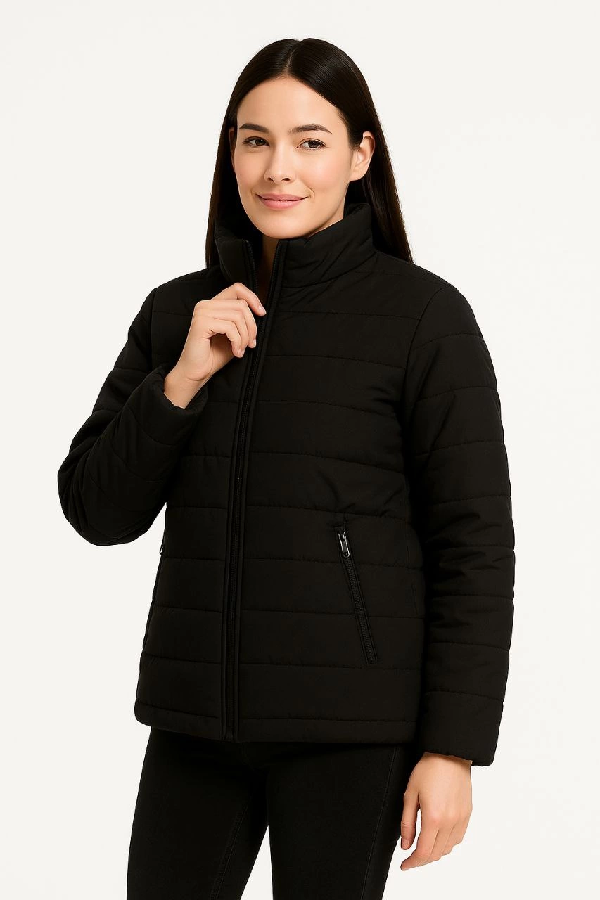 ASSEMA Kadın Bomber Mont Ceket - Su İtici Kumaş, Kapitone Astarlı, Fermuarlı, Kışlık - Siyah