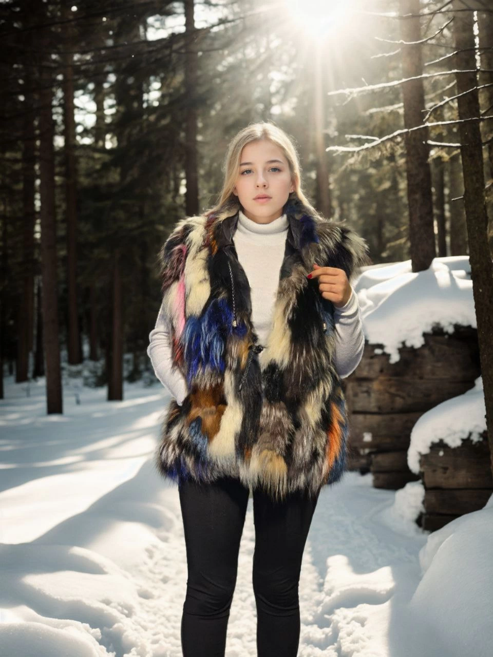 ASSEMA Kadın Premium Doğal Kürk Kolsuz Deri Ceket - Siyah