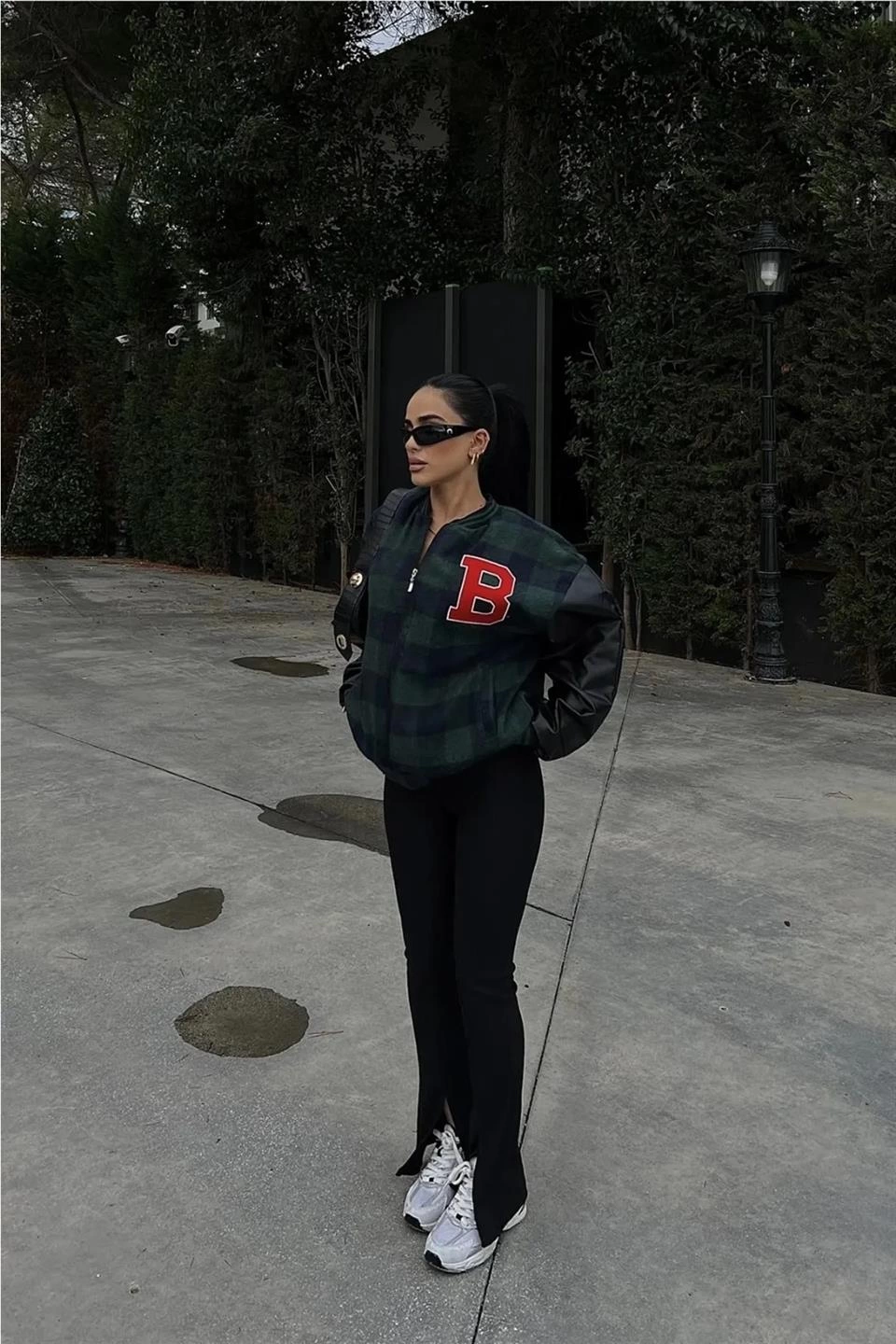 ASSEMA Kadın Pötikare Desen Nakışlı Kolej Ceket - Haki