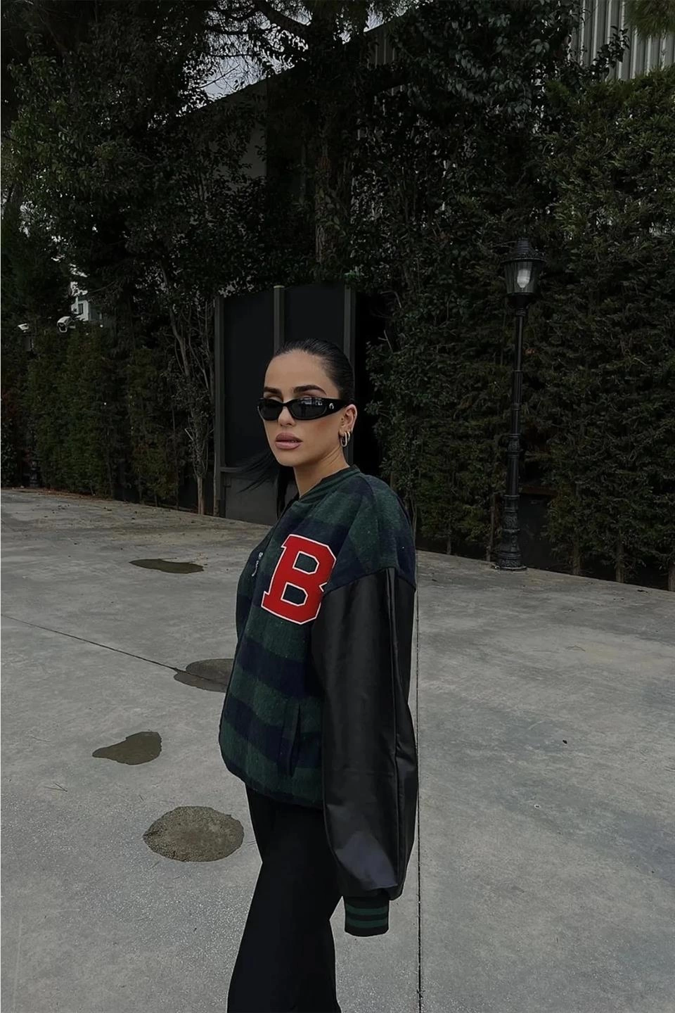 ASSEMA Kadın Pötikare Desen Nakışlı Kolej Ceket - Haki