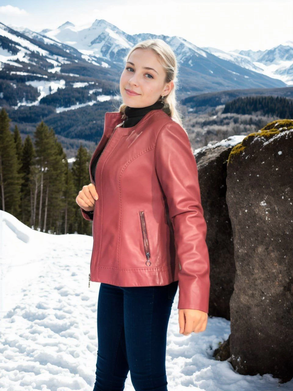 ASSEMA Kadın Premium Doğal Deri Ceket - Bordo