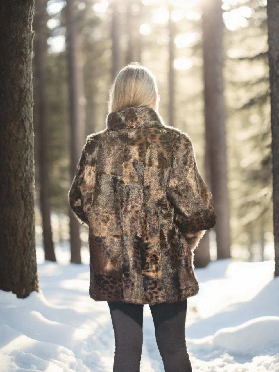ASSEMA Kadın Premium Doğal Kürk Deri Ceket - Leopar