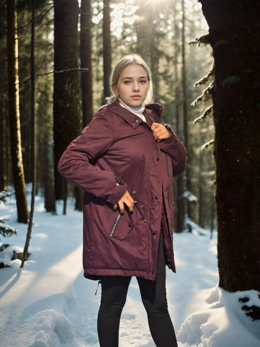 ASSEMA Kadın Premium Doğal Kürk Uzun Kollu Deri Ceket - Bordo