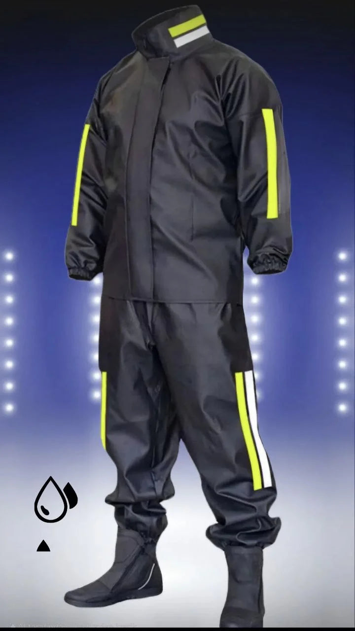 ASSEMA Erkek Motorcu Kurye Su Gecirmez Yağmurluk Takım - Siyah