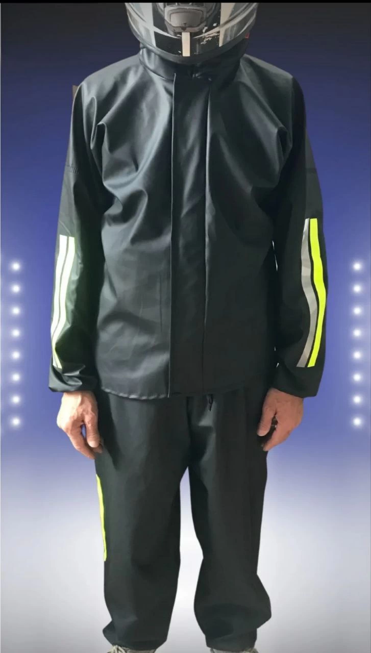 ASSEMA ERKEK Tam Kalıp Motorcu Kurye Su Gecirmez Yağmurluk Takım - Siyah