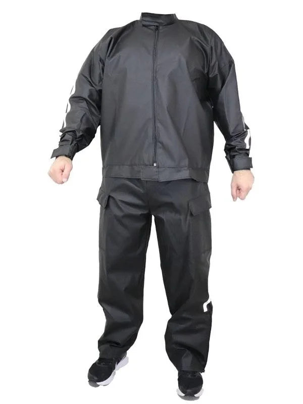 ASSEMA Erkek Yağmurluk Takım (Bahçıvan Tipi Askılı Pantolon ve Mont) - Siyah